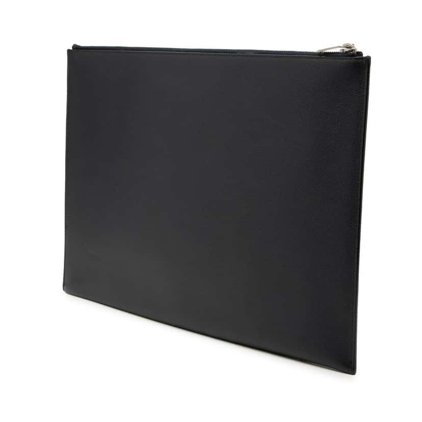 Saint Laurent Grain De Poudre Zip Document Holder Black Leather Very good condition - Back View