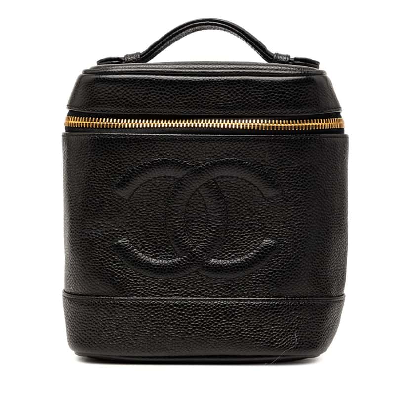 Chanel CC Caviar Vanity Bag Black Leather Very good condition - Front View
