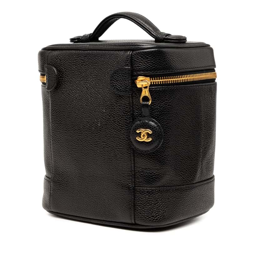 Chanel CC Caviar Vanity Bag Black Leather Very good condition - Back View