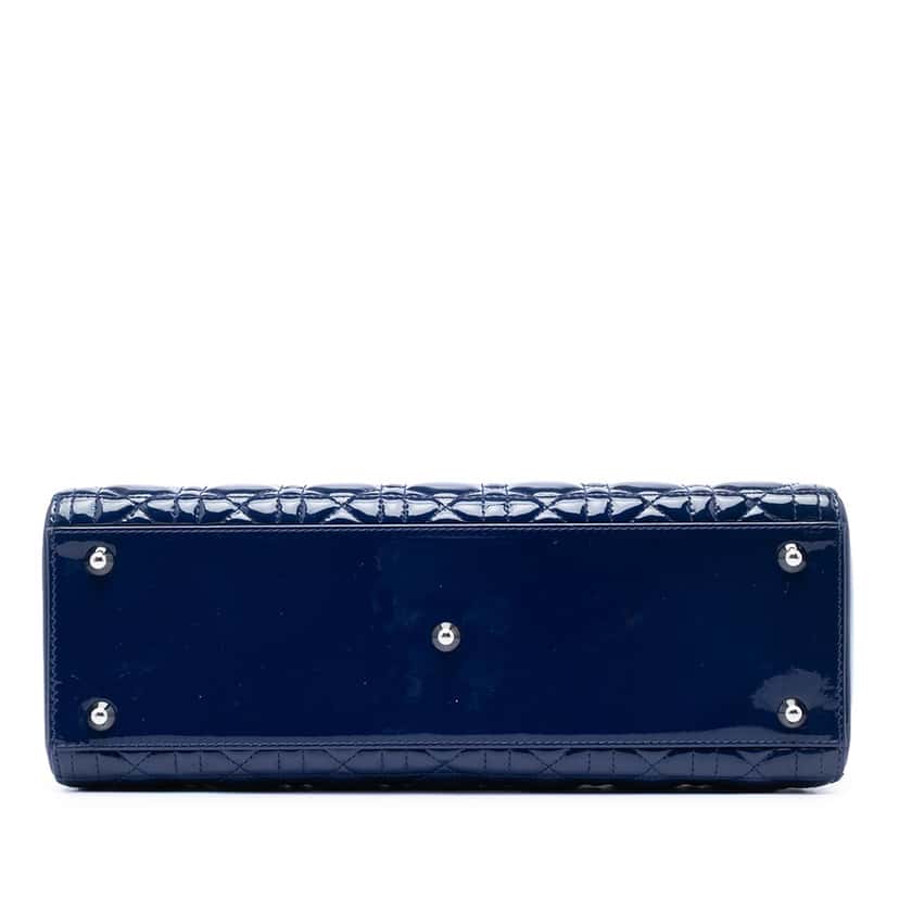 Dior Large Patent Cannage Lady Dior Blue Leather Very good condition - Inside View