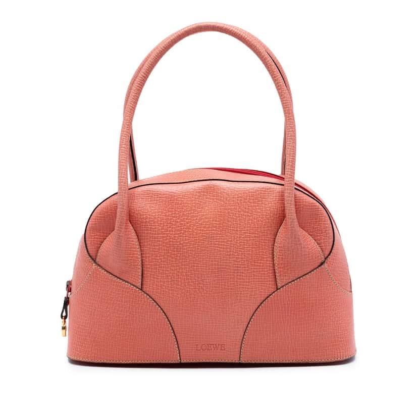 LOEWE Textured Calfskin Top Handle Bag Pink Leather Very good condition - Front View