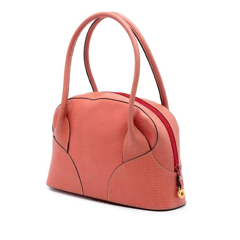 LOEWE Textured Calfskin Top Handle Bag Pink Leather Very good condition - Back View