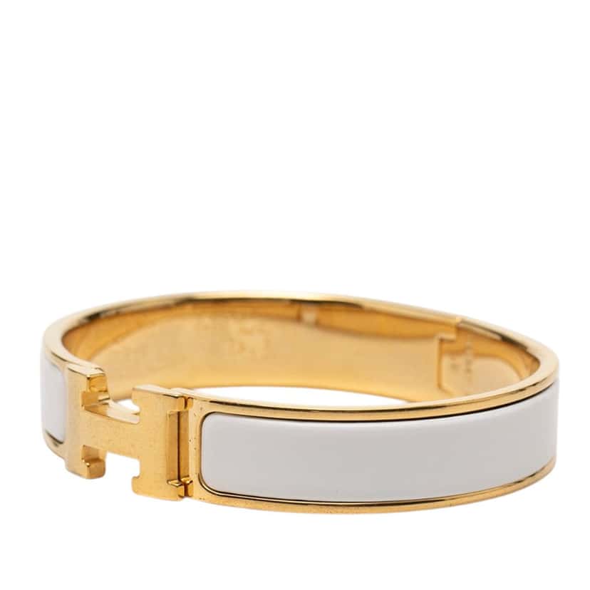 Hermès Narrow Enamel Clic H Bracelet PM White Very good condition - Back View