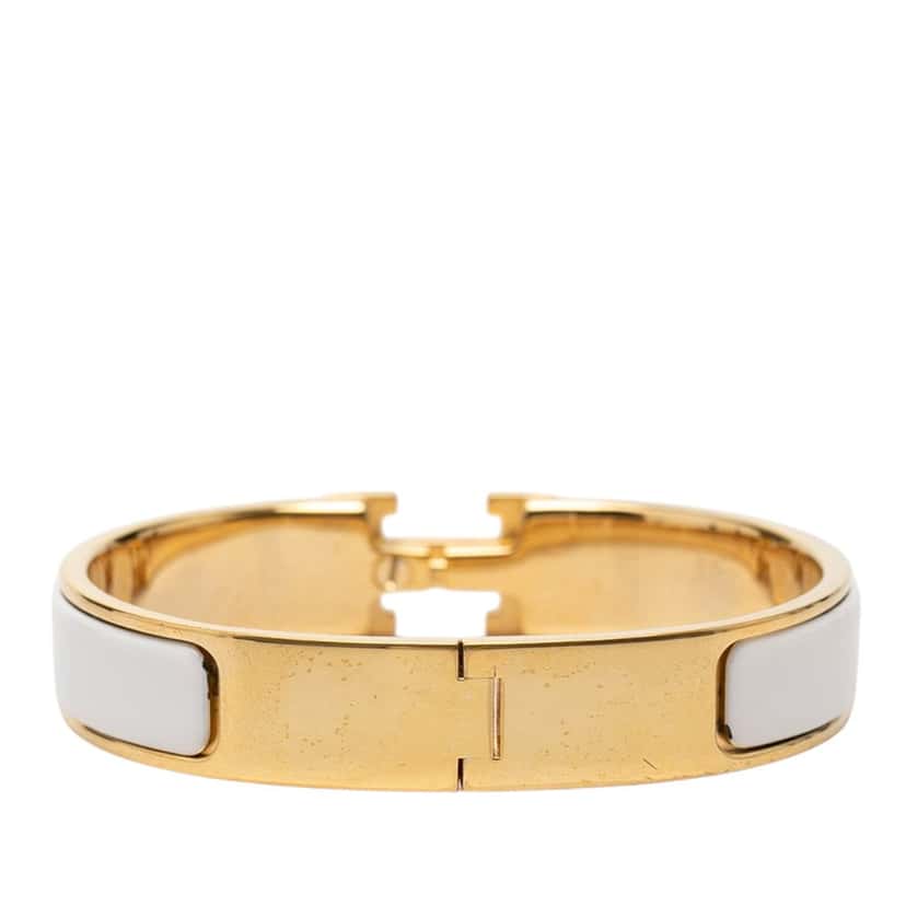 Hermès Narrow Enamel Clic H Bracelet PM White Very good condition - Inside View