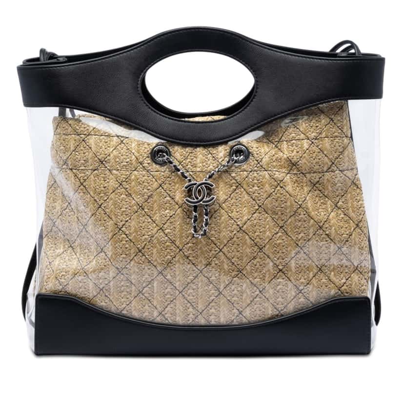 Chanel PVC and Calfskin 31 Shopping Tote Black Plastic Very good condition - Front View