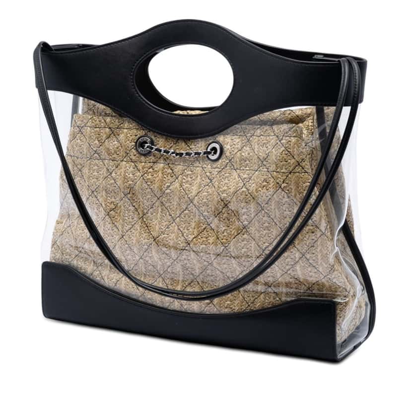 Chanel PVC and Calfskin 31 Shopping Tote Black Plastic Very good condition - Back View