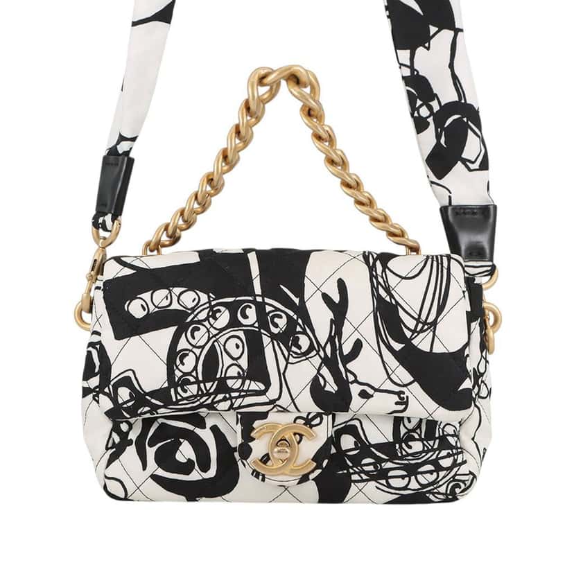 Chanel Mini Printed Canvas Deer Coco Flap White Very good condition - Front View