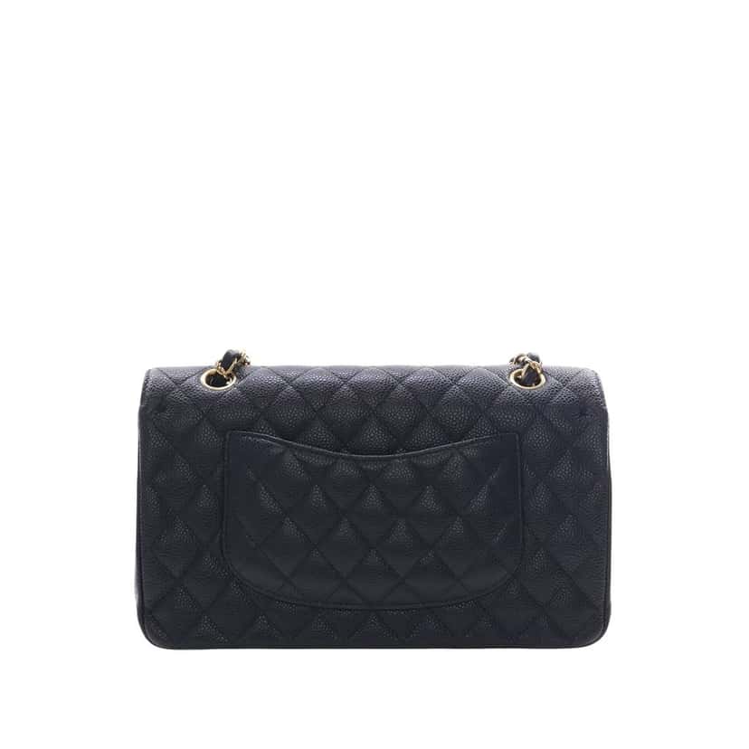 Chanel Medium Classic Caviar Double Flap Black Leather Very good condition - Back View