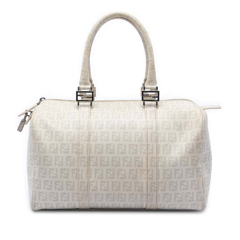 Fendi Zucchino Spalmati Forever Bauletto Boston Bag Beige Very good condition - Front View