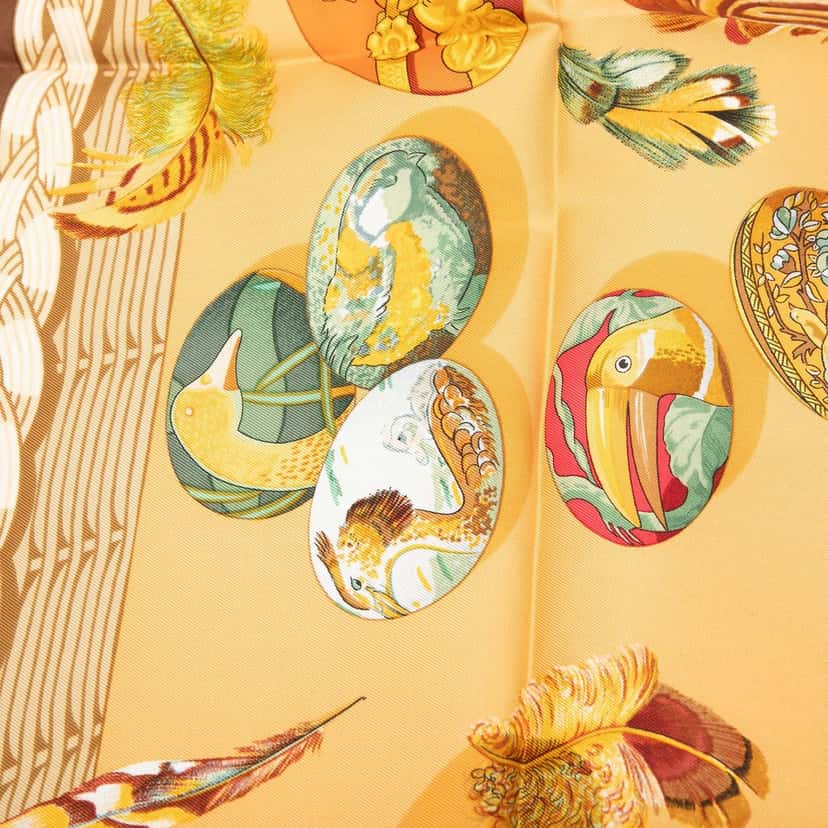 Hermès Couvee d Hermes Silk Scarf 90 Orange Very good condition - Inside View