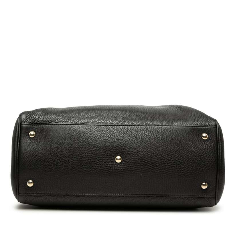 Gucci Medium Calfskin Bamboo Shopper Satchel Black Leather Very good condition - Inside View