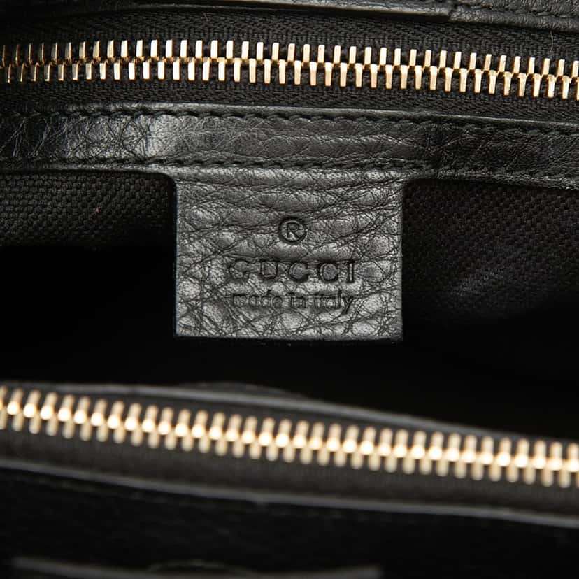 Gucci Medium Calfskin Bamboo Shopper Satchel Black Leather Very good condition - Box View