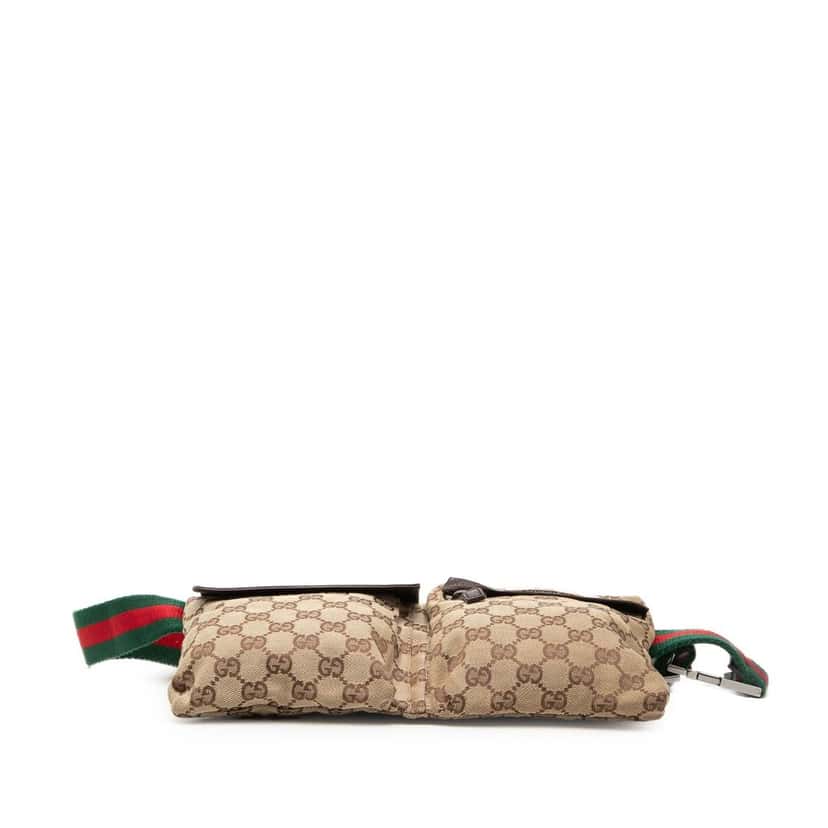 Gucci GG Canvas Web Double Pocket Belt Bag Beige Very good condition - Inside View