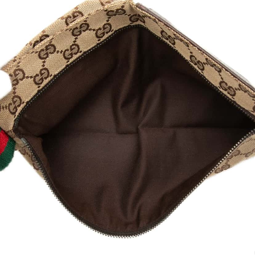 Gucci GG Canvas Web Double Pocket Belt Bag Beige Very good condition - Model View