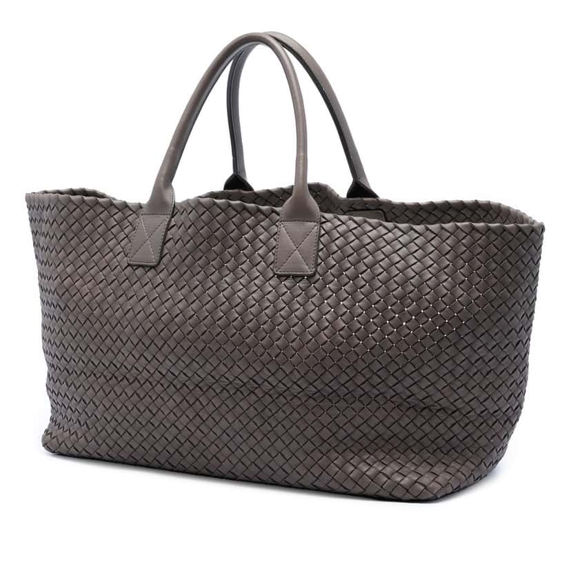 Bottega Veneta Large Lambskin Intreccio Cabat Tote Brown Leather Very good condition - Back View