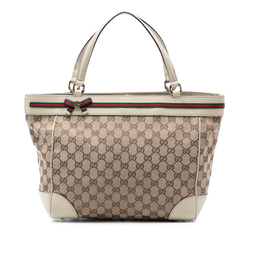 Gucci GG Canvas Web Mayfair Tote Beige Very good condition - Front View