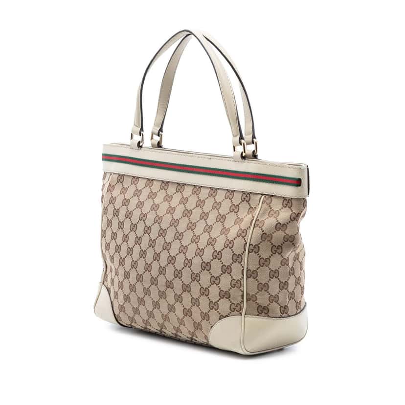 Gucci GG Canvas Web Mayfair Tote Beige Very good condition - Back View