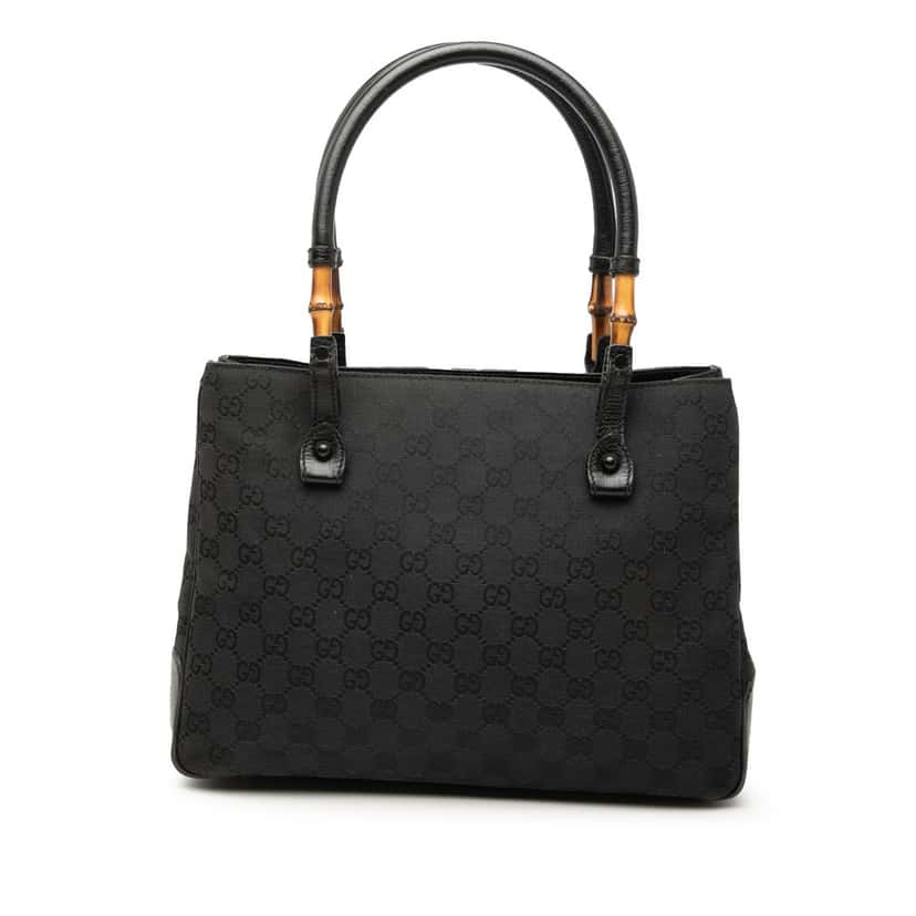 Gucci GG Canvas Bamboo Tote Black Very good condition - Front View