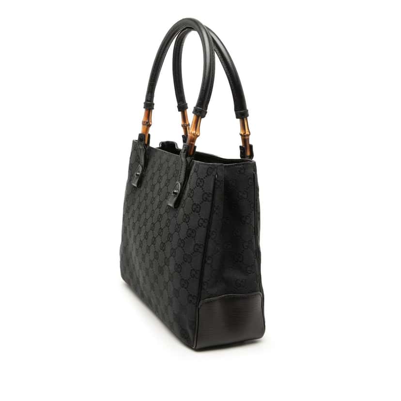 Gucci GG Canvas Bamboo Tote Black Very good condition - Back View
