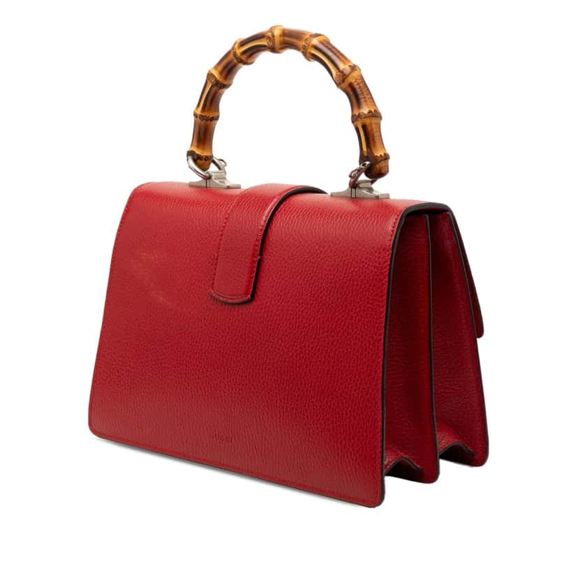 Gucci Medium Calfskin Bamboo Dionysus Web Satchel Red Leather Very good condition - Back View