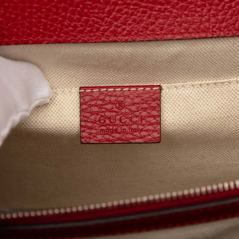 Gucci Medium Calfskin Bamboo Dionysus Web Satchel Red Leather Very good condition - Box View