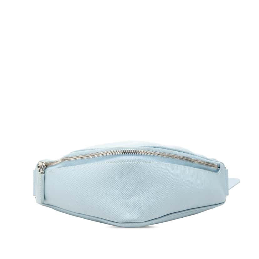 Prada Saffiano Cuir Triangle Convertible Shoulder Bag Blue Leather Very good condition - Inside View