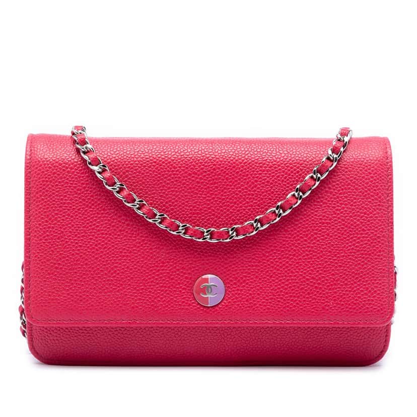 Chanel Caviar Bicolor CC Wallet On Chain Pink Leather Very good condition - Front View
