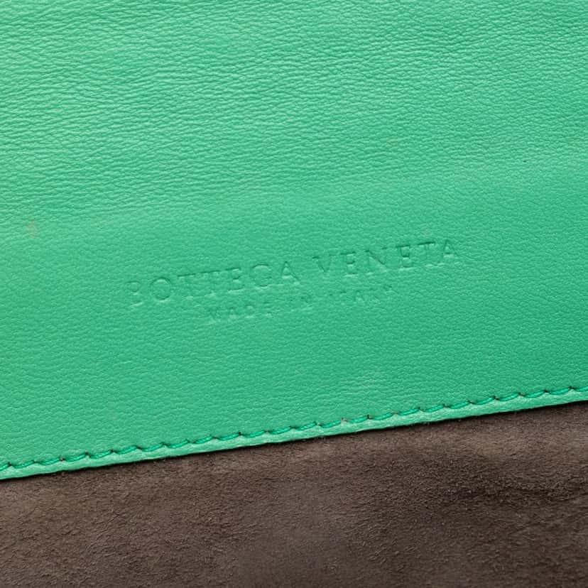 Bottega Veneta Bicolor Nappa Intrecciato Double Flap Shoulder Bag Green Leather Very good condition - Box View