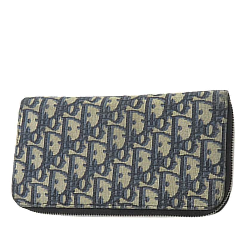 Dior Oblique Canvas and Leather Saddle Zippy Wallet Black Very good condition - Back View