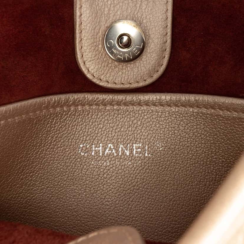 Chanel Small Quilted Metallic Calfskin Jungle Stroll Hobo Pink Leather Very good condition - Box View