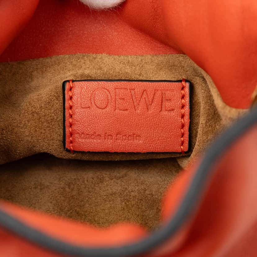 LOEWE Nano Leather Flamenco Knot Chain Crossbody Orange Leather Very good condition - Box View