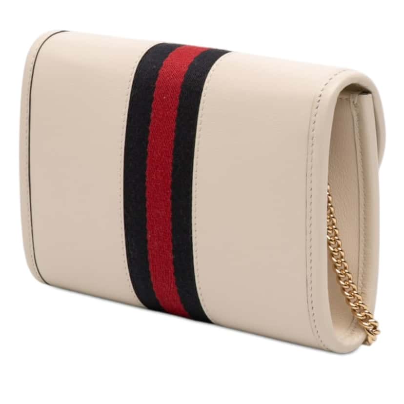 Gucci Mini Calfskin Rajah Web Chain Crossbody White Leather Very good condition - Back View