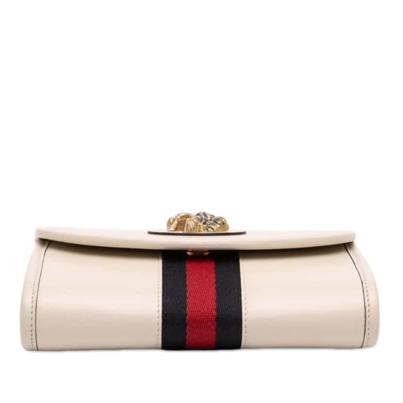 Gucci Mini Calfskin Rajah Web Chain Crossbody White Leather Very good condition - Inside View