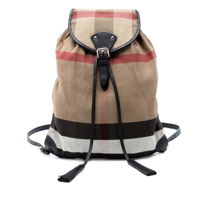 Burberry Mega Check Canvas Chiltern Backpack Brown Very good condition - Front View