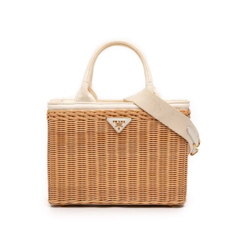 Prada Wicker Satchel Beige Good condition - Front View