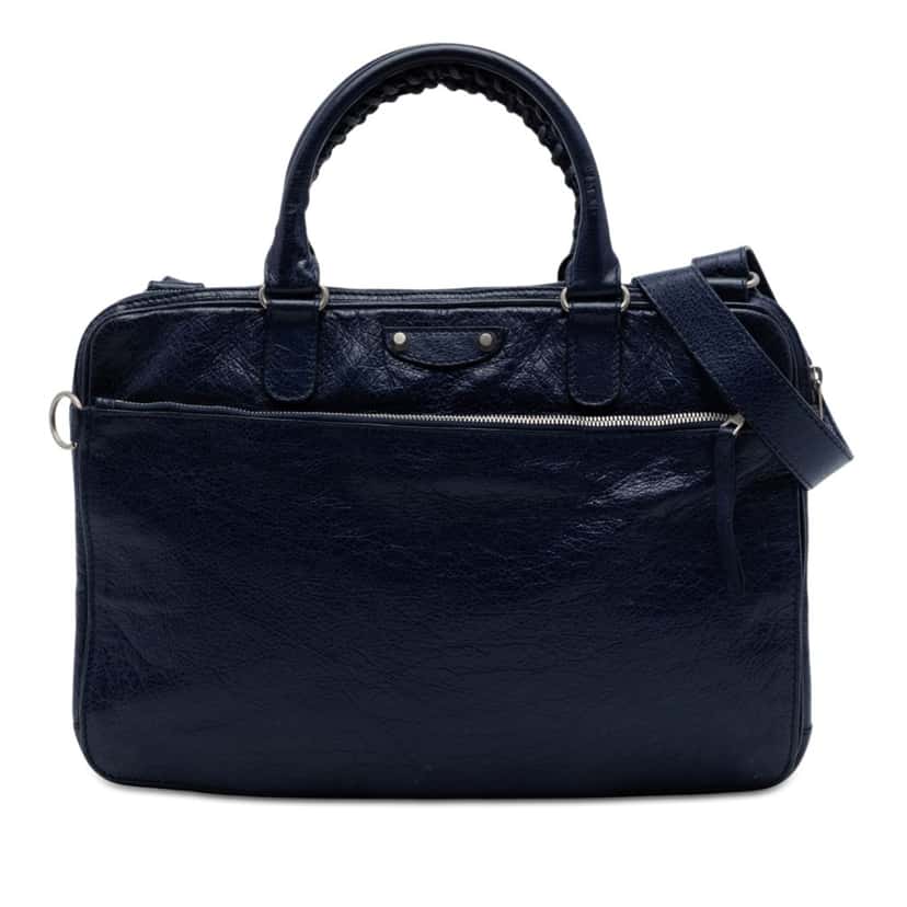 Balenciaga Lambskin Motocross Giant 12 Briefcase Blue Leather Very good condition - Front View