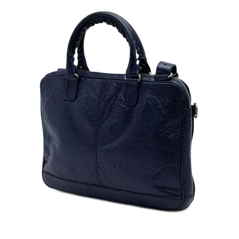Balenciaga Lambskin Motocross Giant 12 Briefcase Blue Leather Very good condition - Back View