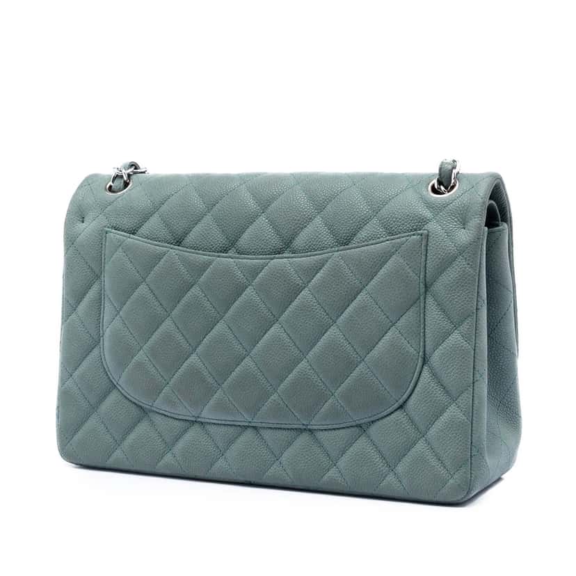 Chanel Jumbo Classic Iridescent Caviar Double Flap Blue Leather Very good condition - Back View
