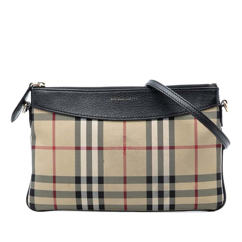 Burberry Haymarket Check Canvas Peyton Crossbody Beige Very good condition - Front View