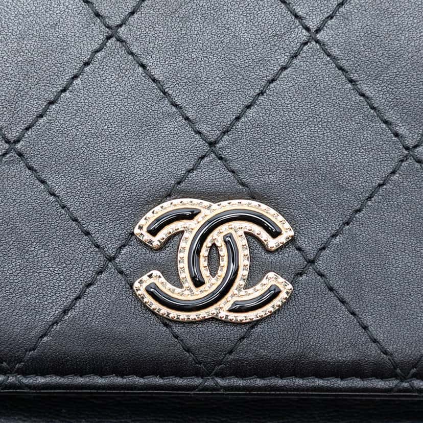 Chanel CC Stitched Calfskin Wallet on Chain Black Leather Very good condition - Box View