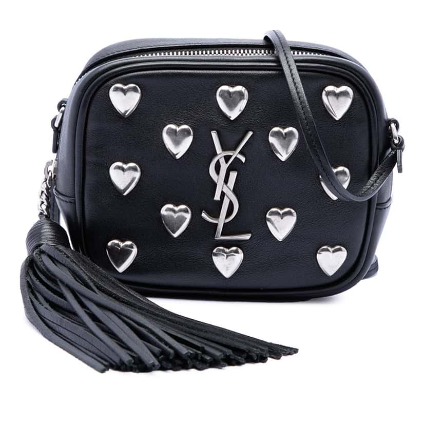Saint Laurent Studded Calfskin Monogram Heart Blogger Crossbody Black Leather Very good condition - Front View