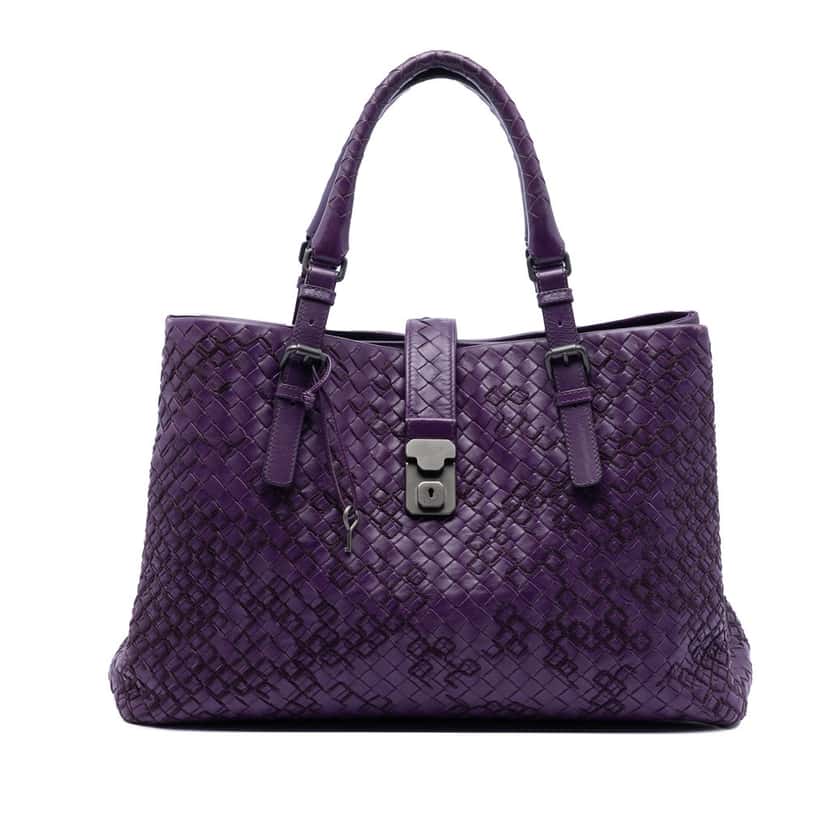 Bottega Veneta Medium Nappa Intrecciato Roma Tote Purple Leather Very good condition - Front View