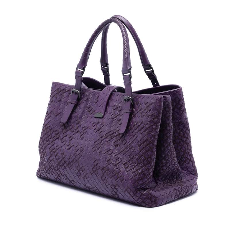 Bottega Veneta Medium Nappa Intrecciato Roma Tote Purple Leather Very good condition - Back View