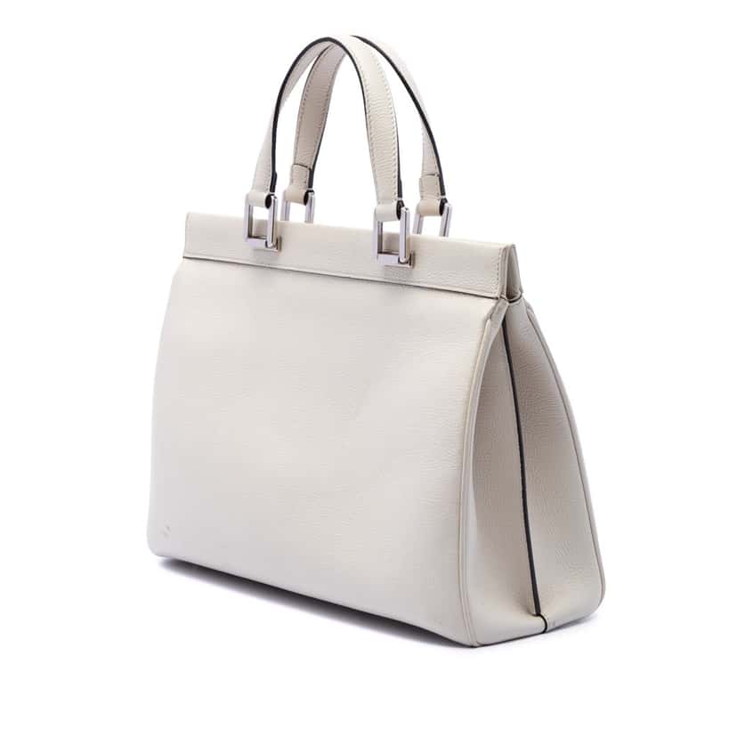 Gucci Medium Calfskin Zumi Top Handle Bag White Leather Very good condition - Back View