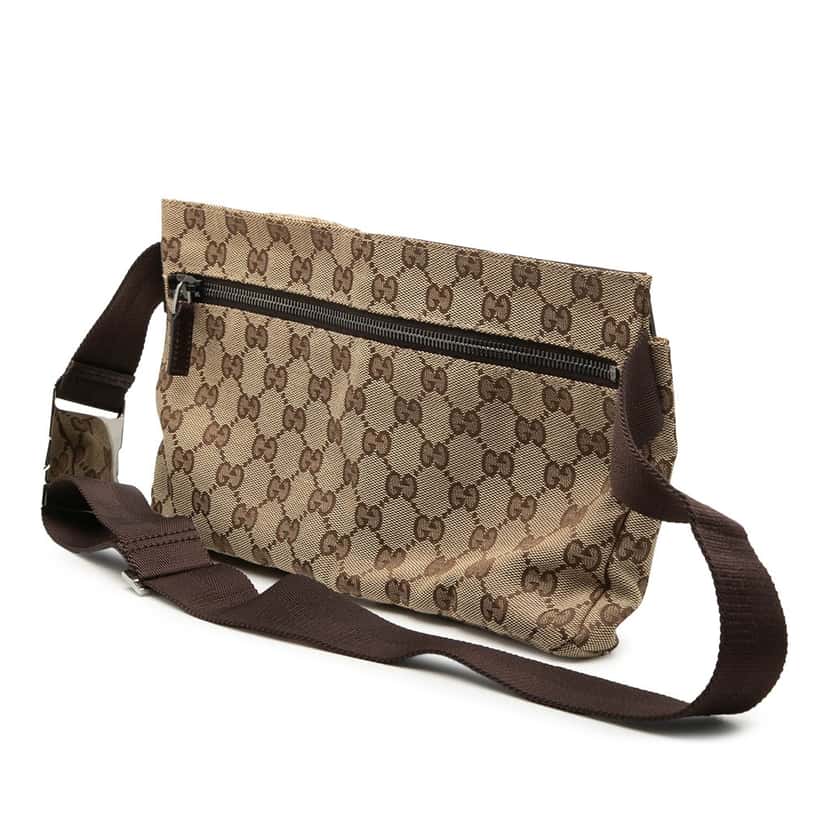 Gucci GG Canvas Double Pocket Belt Bag Beige Very good condition - Back View
