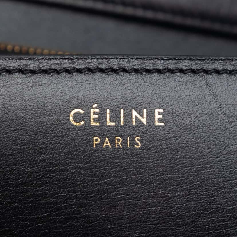Celine Medium Calfskin and Leopard Print Pony Hair Classic Box Black Leather Very good condition - Box View