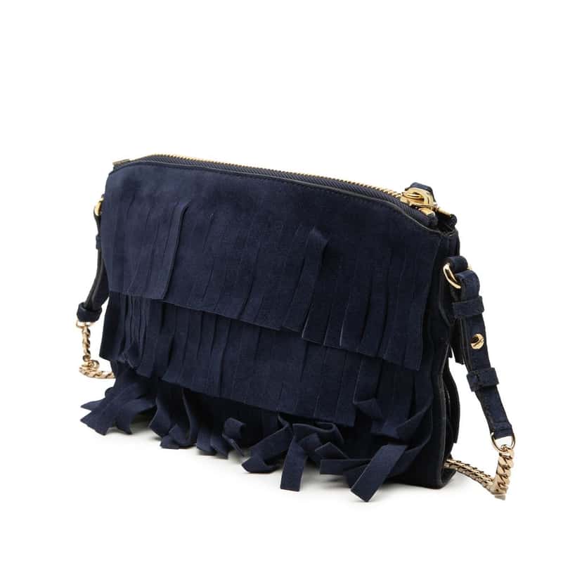 Burberry Suede Peyton Fringe Crossbody Blue Leather Very good condition - Back View