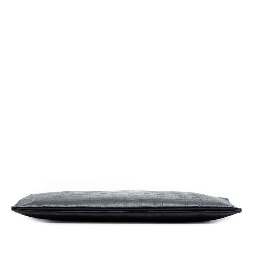 Saint Laurent Croc Embossed Leather Monogram Document Holder Black Leather Very good condition - Inside View