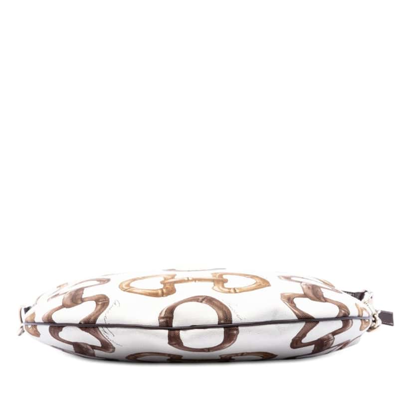Gucci Printed Canvas Horsebit Hobo White Very good condition - Inside View
