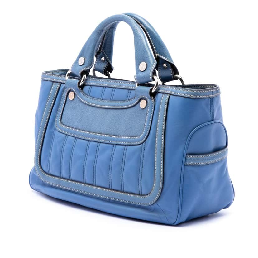 Celine Leather Boogie Horse Carriage Handbag Blue Leather Very good condition - Back View